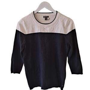 Eddie Bauer Black & White Crewneck 3/4 Sleeve Sweater Womens Size M